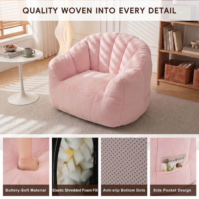 Sillón tipo puf con diseño de pétalos: sofá con forma de flor, tapizado en piel sintética suave, con respaldo en forma de pétalo; un asiento cómodo y acogedor, ideal para leer, perfecto para la sala de estar o el dormitorio. Un puf de tamaño gigante, suma