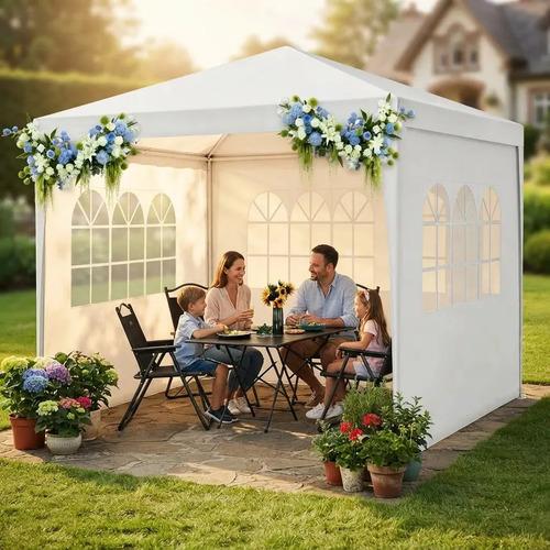 Toldo Carpa 3x3m Para Fiestas Y Eventos Con Paredes Y Ventanas De PE Estructura De Acero Para Jardín