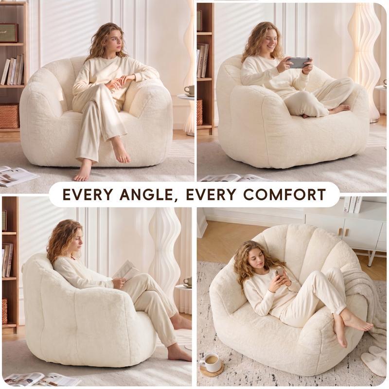 Sillón tipo puf con diseño de pétalos: sofá con forma de flor, tapizado en piel sintética suave, con respaldo en forma de pétalo; un asiento cómodo y acogedor, ideal para leer, perfecto para la sala de estar o el dormitorio. Un puf de tamaño gigante, suma