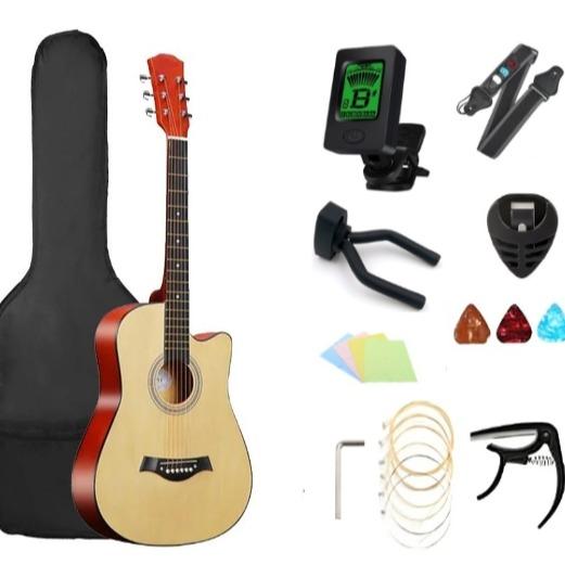 Guitarra Acústica 38 Pulgadas Kit Completo para Principiantes con Afinador Cejilla Funda y Accesorios Ideal para Regalo y Práctica Diaria