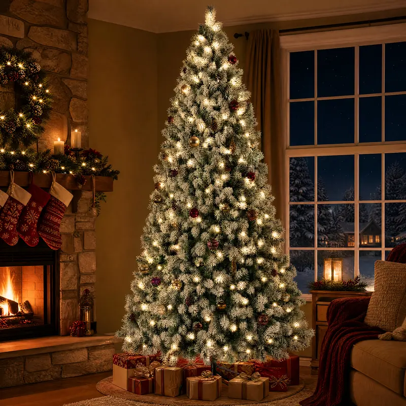 Pre-lit Artificial Christmas Tree 7.5FT with 250 Warm White Incandescent Lights