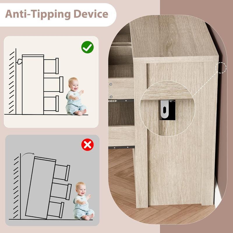 Cómoda de 7 o 9 cajones para dormitorio, mueble ancho de madera con diseño sin tiradores, armario de almacenamiento moderno para sala de estar o recibidor; cómoda práctica y elegante, mueble de almacenamiento con cajones.