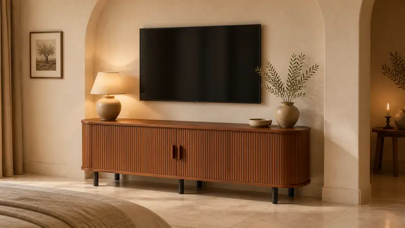 【Sliding Doors Design】ONBRILL 55"/63"/71"/86" Gorgeous Fluted TV Stand for TVs up to 60/70 Inch, Modern Entertainment Center with Power Outlet & Adjustable Shelves Storage for Living Room, Media Console,Bedroom Furniture,Christmas Gift【FallDealsForYou】