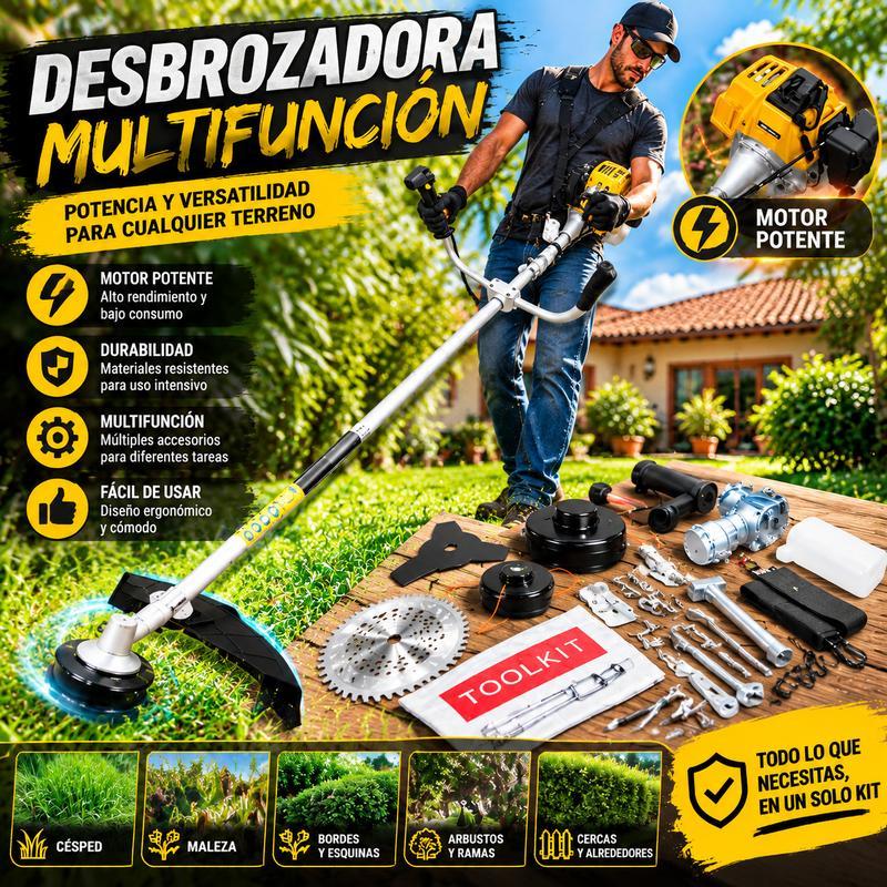 Desbrozadora Cortacésped de 2 Tiempos 52CC Alta Potencia sin Electricidad Herramienta Multifuncional para Cuidado de Jardín en Casa o Granja Ahorra Tiempo y Esfuerzo en el Corte del Pasto