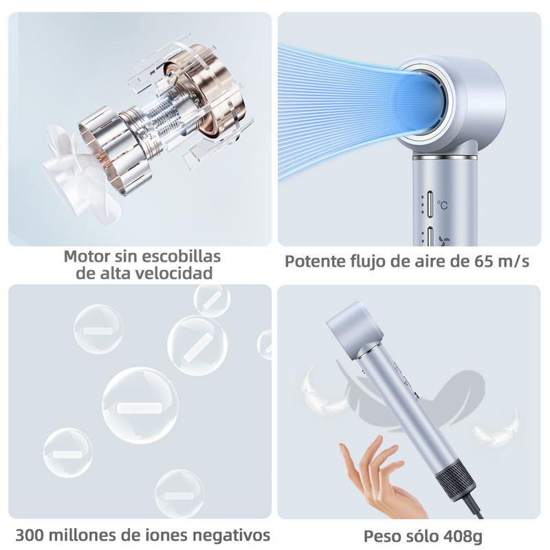 Secador de Pelo Multifuncional con Iones Negativos, Secado Rápido y Cuidado Capilar sin Daños