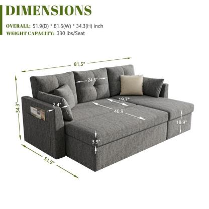 Sofá cama extragrande, sofá convertible 2 en 1 de 106 pulgadas con chaise longue y doble espacio de almacenamiento, sofá cama modular con bolsillo lateral para la sala de estar #sofácama