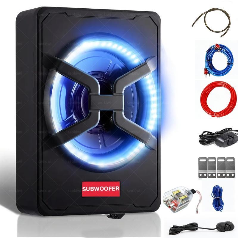 Subwoofer montado en el asiento con potencia máxima de 1000 W, subwoofer ultrafino de 10 pulgadas, actualización del sistema de audio del automóvil, equipo de audio moderno, altavoz ultrafino, esencial para viajes por carretera.