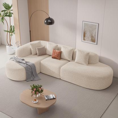 Sofá modular moderno en forma de L de 114 pulgadas con chaise longue, estilo «nube» y sin necesidad de montaje