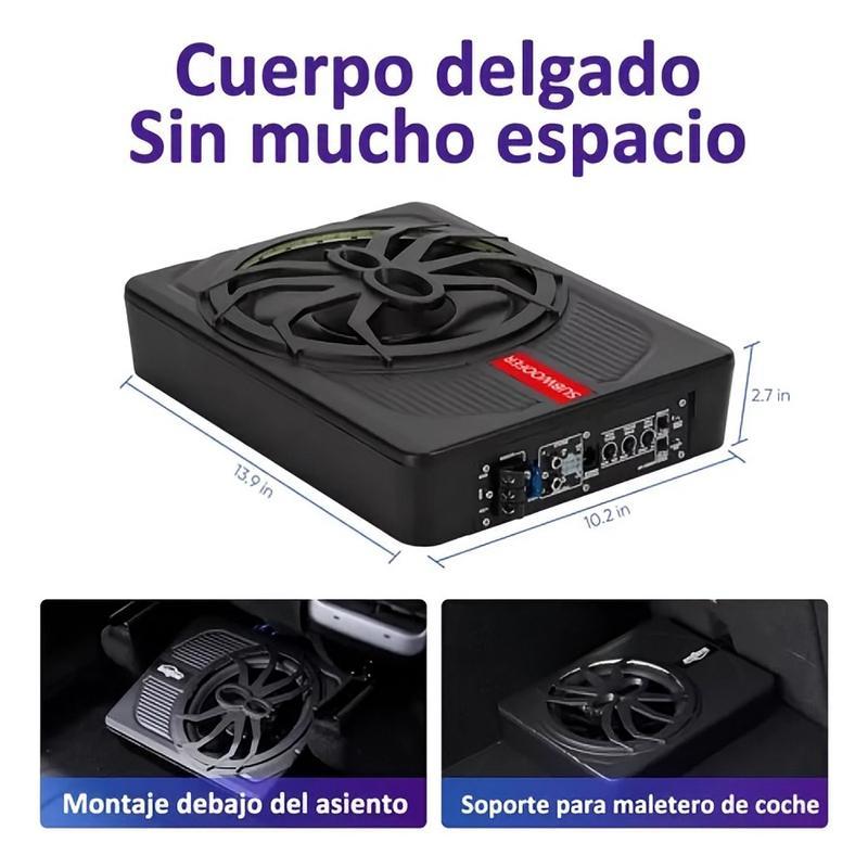 Subwoofer montado en el asiento con potencia máxima de 1000 W, subwoofer ultrafino de 10 pulgadas, actualización del sistema de audio del automóvil, equipo de audio moderno, altavoz ultrafino, esencial para viajes por carretera.
