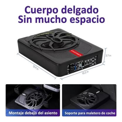 Subwoofer montado en el asiento con potencia máxima de 1000 W, subwoofer ultrafino de 10 pulgadas, actualización del sistema de audio del automóvil, equipo de audio moderno, altavoz ultrafino, esencial para viajes por carretera.