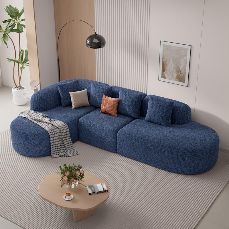 Sofá modular moderno en forma de L de 114 pulgadas con chaise longue, estilo «nube» y sin necesidad de montaje