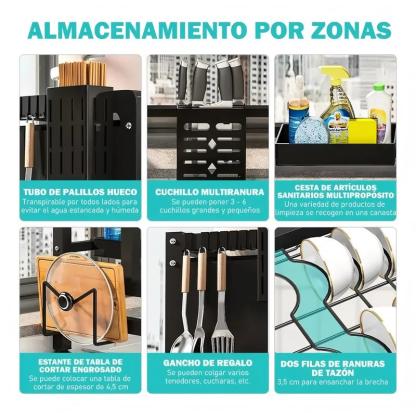 Escurridor de platos con solapa para sobre el fregadero, extensible, para encimera, con cubertero y escurridor, ahorra espacio. Organizador de platos de 3 niveles, cubertero, cesta, tabla de cortar, 6 ganchos (85 x 30 x 80 cm)