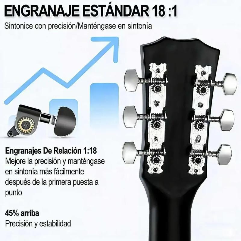 Guitarra Acústica 38 Pulgadas Kit Completo para Principiantes con Afinador Cejilla Funda y Accesorios Ideal para Regalo y Práctica Diaria