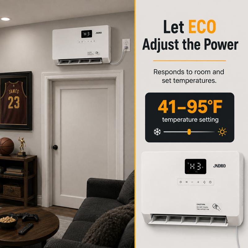 Calefactor de pared inteligente, calefactor eléctrico de 1500 W de calentamiento rápido para interiores, panel calefactor de pared con modos de oscilación, temporizador de 24 horas y protección contra sobrecalentamiento; sistema de calefacción ajustable p