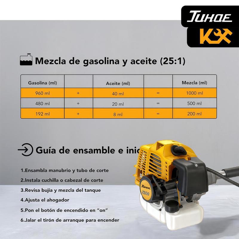 Desbrozadora Cortacésped de 2 Tiempos 52CC Alta Potencia sin Electricidad Herramienta Multifuncional para Cuidado de Jardín en Casa o Granja Ahorra Tiempo y Esfuerzo en el Corte del Pasto