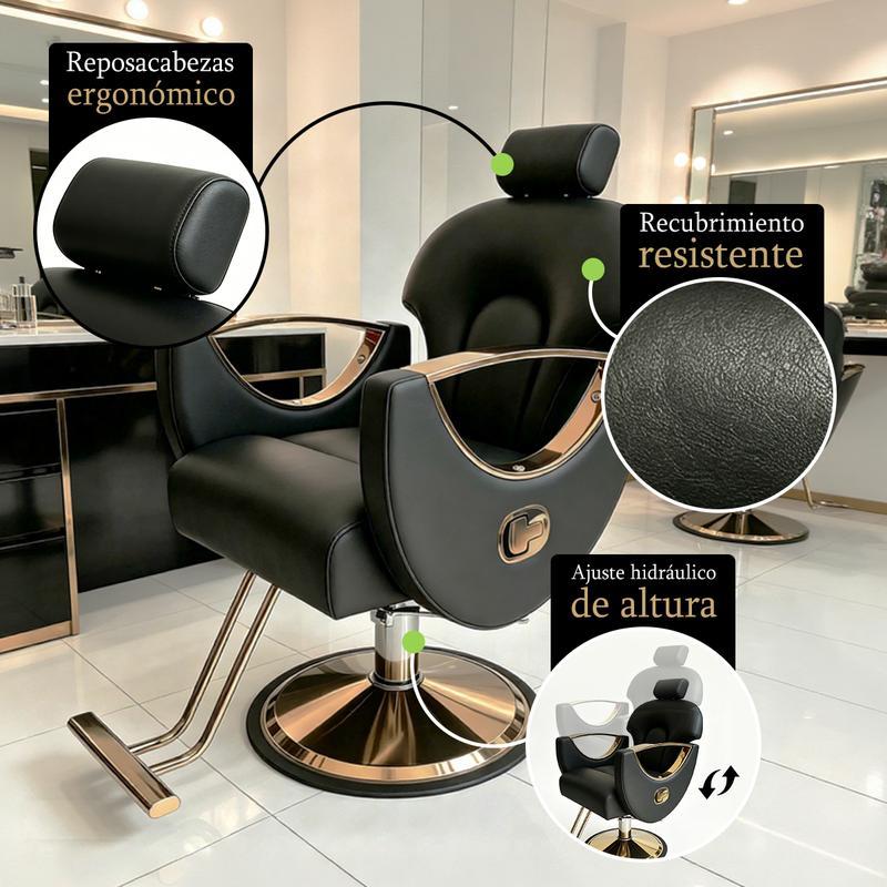 Silla de Barbería Hidráulica Profesional Reclinable 360° Sillón Barber Shop para , Silla de Corte de Cabello Ajustable con Asiento Acolchado Cómodo,