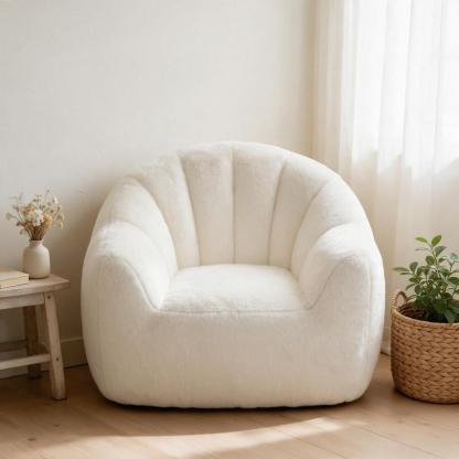 Sillón tipo puf con diseño de pétalos: sofá con forma de flor, tapizado en piel sintética suave, con respaldo en forma de pétalo; un asiento cómodo y acogedor, ideal para leer, perfecto para la sala de estar o el dormitorio. Un puf de tamaño gigante, suma