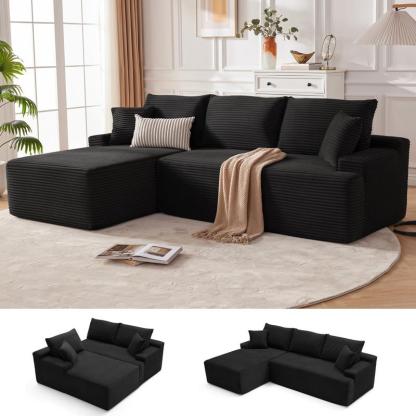 【1-2 paquetes】Sofá cama modular en forma de U/L de 118 pulgadas (sin estructura rígida), incluye 2 cojines; sofá modular extragrande de 6 plazas, cómodo sofá tipo «nube» tapizado en pana con asientos profundos, mullido y acogedor para la sala de estar; no