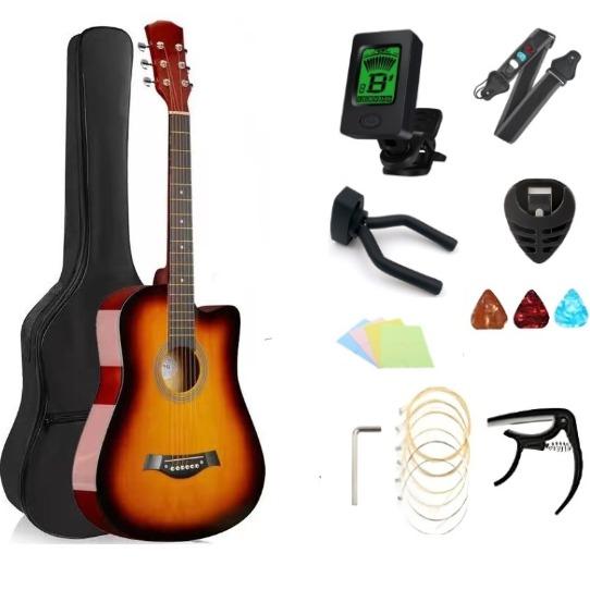 Guitarra Acústica 38 Pulgadas Kit Completo para Principiantes con Afinador Cejilla Funda y Accesorios Ideal para Regalo y Práctica Diaria