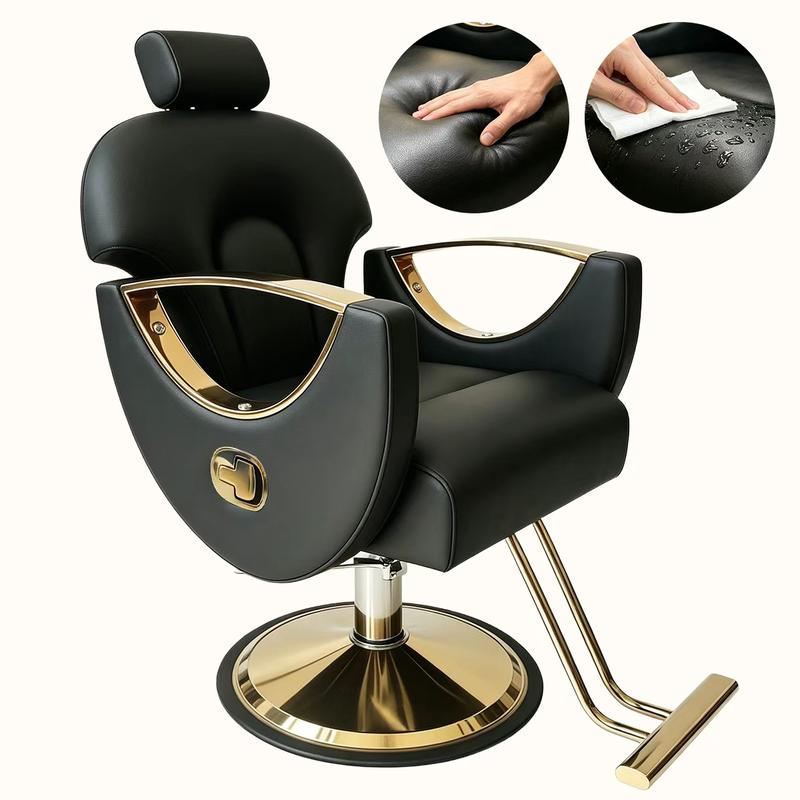 Silla de Barbería Hidráulica Profesional Reclinable 360° Sillón Barber Shop para , Silla de Corte de Cabello Ajustable con Asiento Acolchado Cómodo,