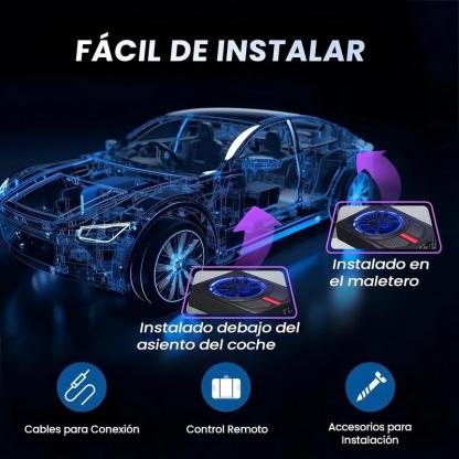 Subwoofer montado en el asiento con potencia máxima de 1000 W, subwoofer ultrafino de 10 pulgadas, actualización del sistema de audio del automóvil, equipo de audio moderno, altavoz ultrafino, esencial para viajes por carretera.
