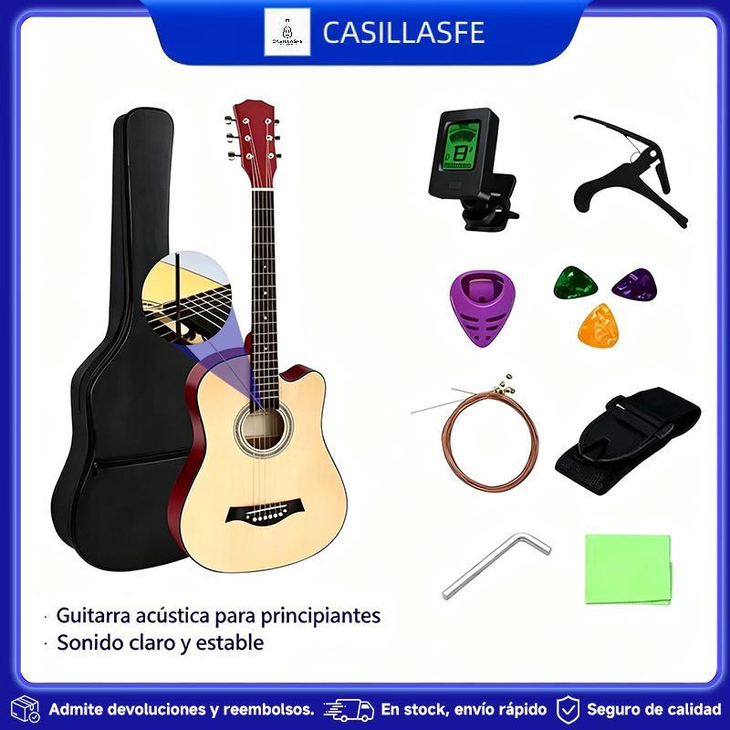 Guitarra Acústica 38 Pulgadas Kit Completo para Principiantes con Afinador Cejilla Funda y Accesorios Ideal para Regalo y Práctica Diaria