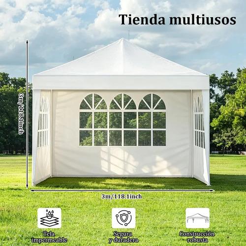 Toldo Carpa 3x3m Para Fiestas Y Eventos Con Paredes Y Ventanas De PE Estructura De Acero Para Jardín
