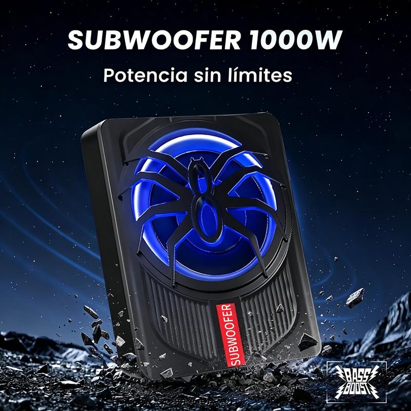 Subwoofer montado en el asiento con potencia máxima de 1000 W, subwoofer ultrafino de 10 pulgadas, actualización del sistema de audio del automóvil, equipo de audio moderno, altavoz ultrafino, esencial para viajes por carretera.