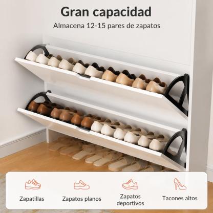 Organizador de Zapatero de Madera con 3 Cajones Plegables, Armario Moderno y Delgado para 12-15 Pares, Almacenamiento Minimalista para Entrada, Dormitorio o Pasillo, 80x17x115cm (Arce)