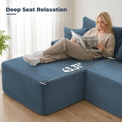 【1-2 paquetes】Sofá cama modular en forma de U/L de 118 pulgadas (sin estructura rígida), incluye 2 cojines; sofá modular extragrande de 6 plazas, cómodo sofá tipo «nube» tapizado en pana con asientos profundos, mullido y acogedor para la sala de estar; no