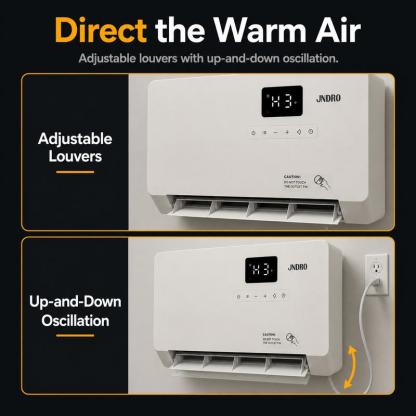 Calefactor de pared inteligente, calefactor eléctrico de 1500 W de calentamiento rápido para interiores, panel calefactor de pared con modos de oscilación, temporizador de 24 horas y protección contra sobrecalentamiento; sistema de calefacción ajustable p