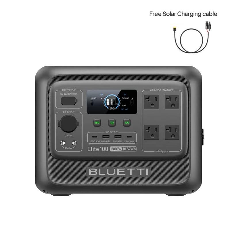 Estación de energía portátil BLUETTI Elite 100 V2 de 1024 Wh, generador solar con batería LiFePO4, equipado con 4 tomas de CA de 1800 W (pico de 3600 W) para respaldo; un 35 % más compacto, ideal para acampadas y cortes de energía (panel solar opcional).