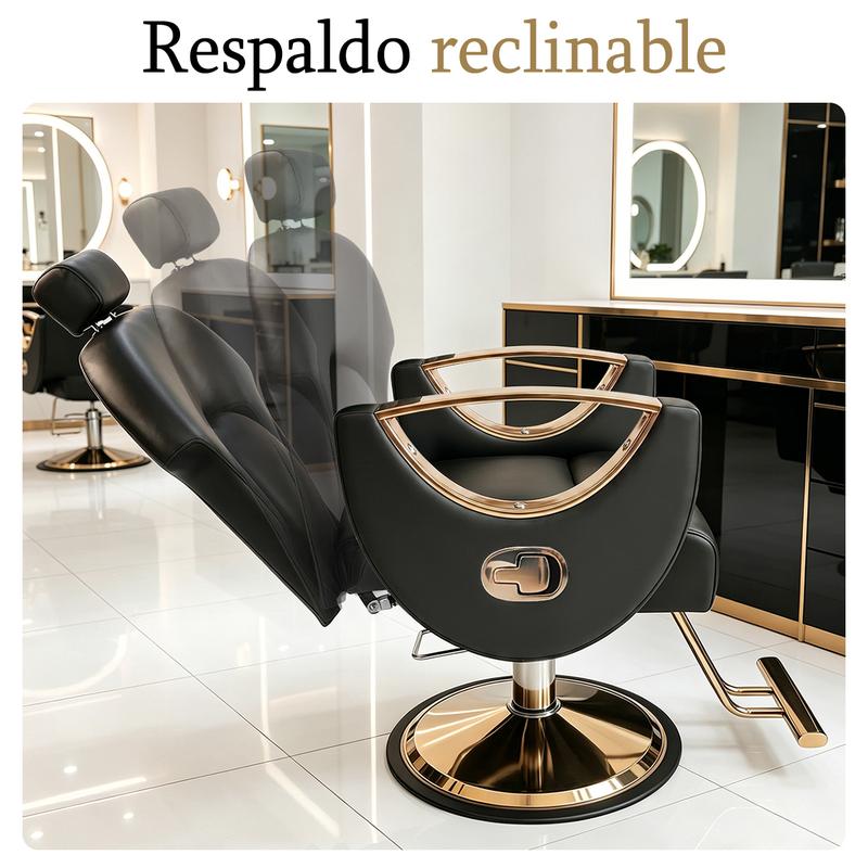 Silla de Barbería Hidráulica Profesional Reclinable 360° Sillón Barber Shop para , Silla de Corte de Cabello Ajustable con Asiento Acolchado Cómodo,