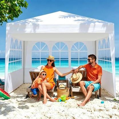 Toldo Carpa 3x3m Para Fiestas Y Eventos Con Paredes Y Ventanas De PE Estructura De Acero Para Jardín