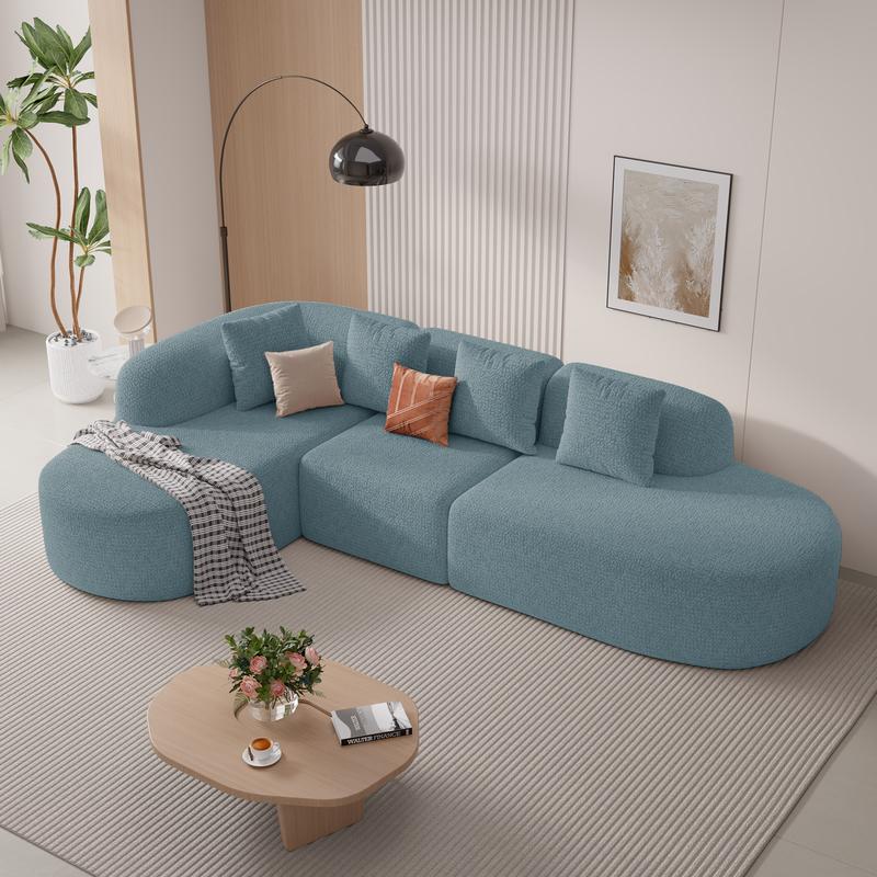 Sofá modular moderno en forma de L de 114 pulgadas con chaise longue, estilo «nube» y sin necesidad de montaje