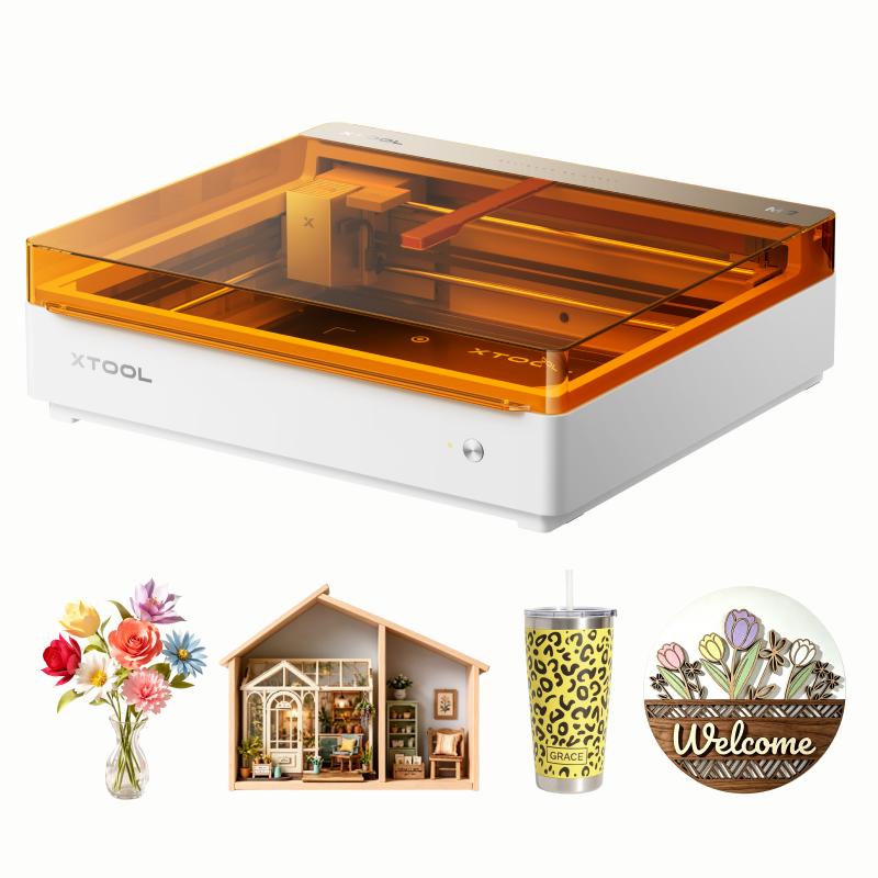 Cortadora y grabadora láser a color para manualidades, serie xTool M2: inyección de tinta CMYK a todo color, láser de diodo de 10 W/20 W, máquina de grabado para proyectos DIY, diseño cerrado de seguridad (Clase 1), gran versatilidad: permite imprimir, co