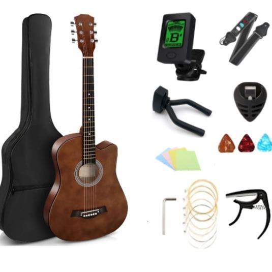 Guitarra Acústica 38 Pulgadas Kit Completo para Principiantes con Afinador Cejilla Funda y Accesorios Ideal para Regalo y Práctica Diaria