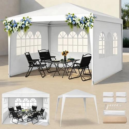 Toldo Carpa 3x3m Para Fiestas Y Eventos Con Paredes Y Ventanas De PE Estructura De Acero Para Jardín