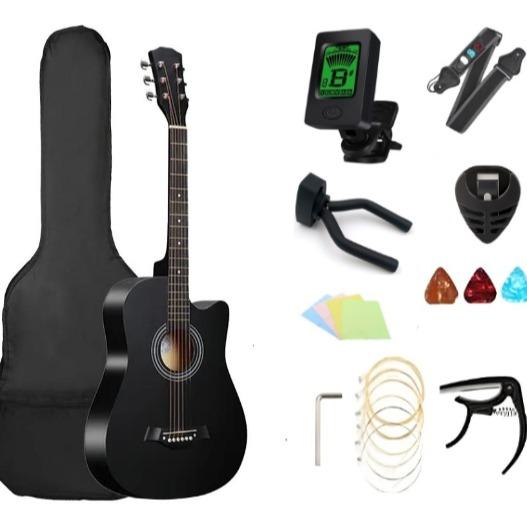 Guitarra Acústica 38 Pulgadas Kit Completo para Principiantes con Afinador Cejilla Funda y Accesorios Ideal para Regalo y Práctica Diaria