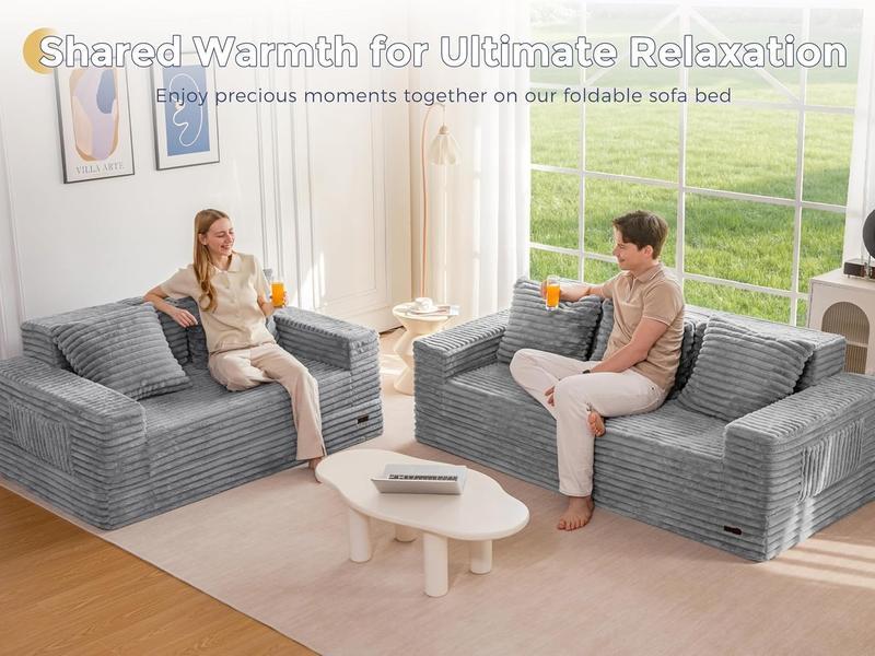 Sofá cama Loveseat, sofá plegable de 64 pulgadas en una caja con 2 portavasos, sofá convertible 4 en 1, sillón reclinable plegable para sala de estar, no requiere ensamblaje, sofá cama | Sala de estar | Falldealsforyou