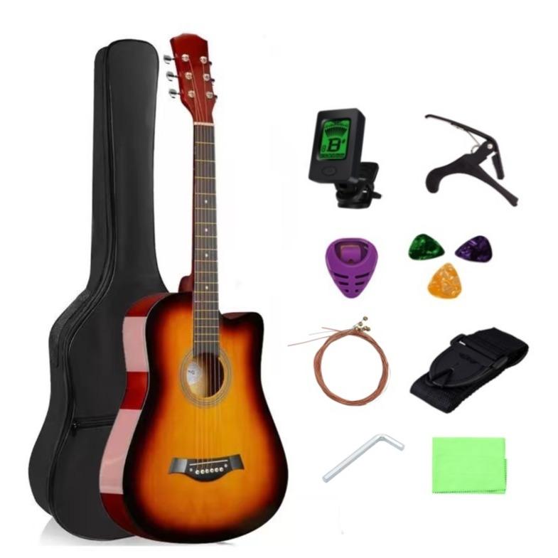 Guitarra Acústica 38 Pulgadas Kit Completo para Principiantes con Afinador Cejilla Funda y Accesorios Ideal para Regalo y Práctica Diaria