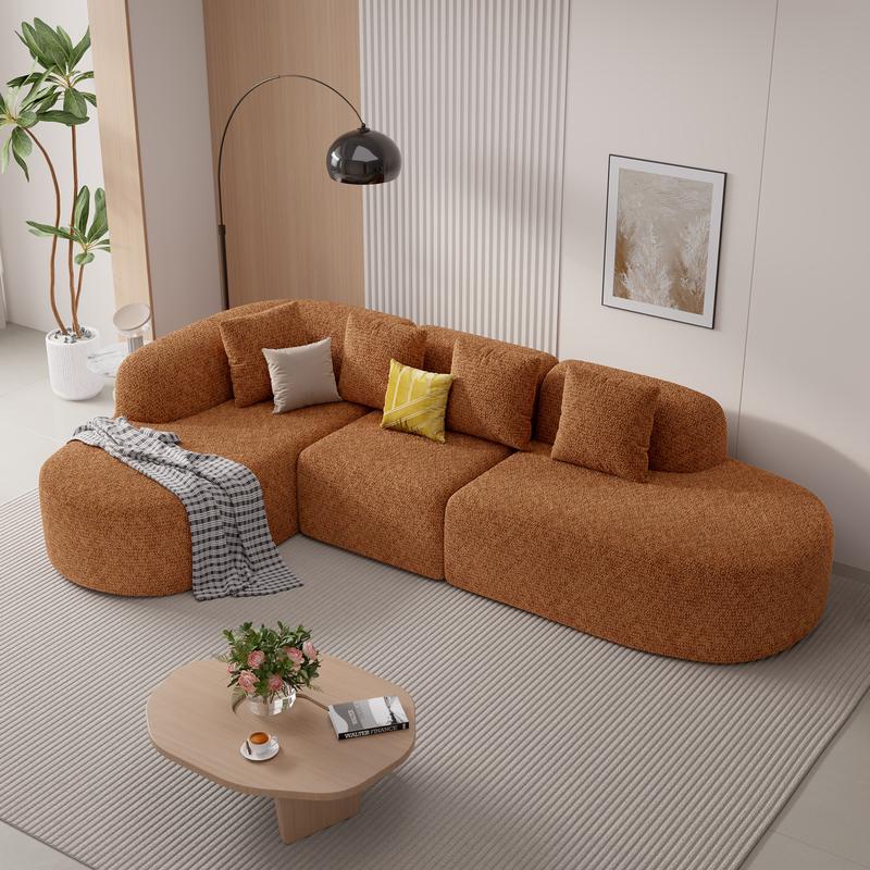 Sofá modular moderno en forma de L de 114 pulgadas con chaise longue, estilo «nube» y sin necesidad de montaje