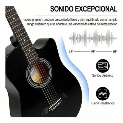Guitarra Acústica 38 Pulgadas Kit Completo para Principiantes con Afinador Cejilla Funda y Accesorios Ideal para Regalo y Práctica Diaria