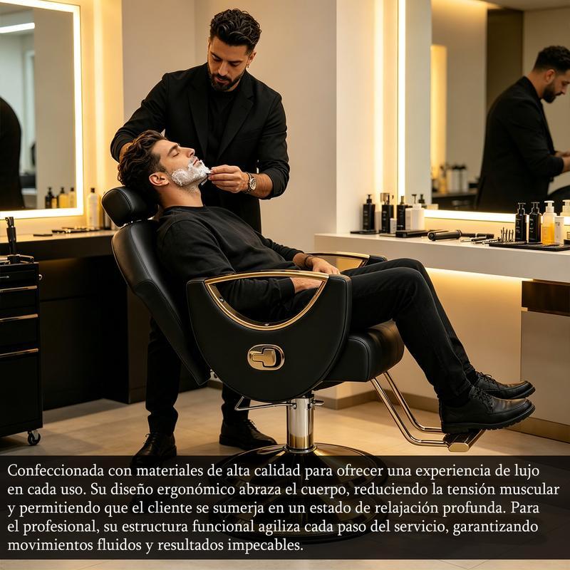 Silla de Barbería Hidráulica Profesional Reclinable 360° Sillón Barber Shop para , Silla de Corte de Cabello Ajustable con Asiento Acolchado Cómodo,