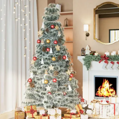 Pre-lit Artificial Christmas Tree 7.5FT with 250 Warm White Incandescent Lights