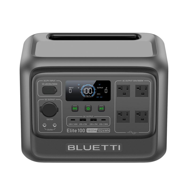 Estación de energía portátil BLUETTI Elite 100 V2 de 1024 Wh, generador solar con batería LiFePO4, equipado con 4 tomas de CA de 1800 W (pico de 3600 W) para respaldo; un 35 % más compacto, ideal para acampadas y cortes de energía (panel solar opcional).
