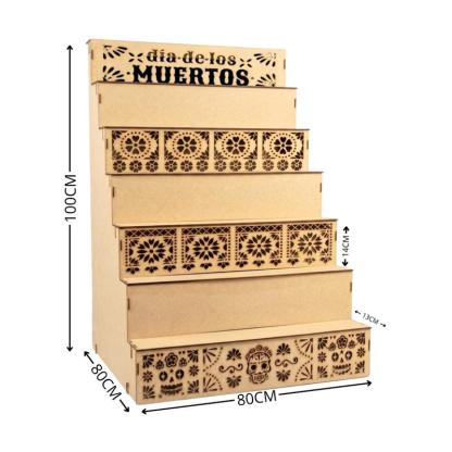 Mega Altar 7 Pisos para Día de Muertos MDF 100x80x80 cm Decorativo Fácil Armado Personalizable y Reutilizable Ideal para Hogares y Eventos