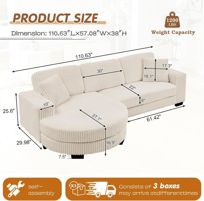 Sofá modular en forma de L (configurable a izquierda o derecha) – Tapizado en tela tipo «borreguito» (teddy) con acabado capitoné, estructura de madera maciza, relleno de espuma; incluye función de sofá cama, otomana y 2 cojines. Ideal para sala de estar 
