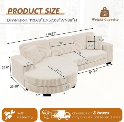 Sofá modular en forma de L (configurable a izquierda o derecha) – Tapizado en tela tipo «borreguito» (teddy) con acabado capitoné, estructura de madera maciza, relleno de espuma; incluye función de sofá cama, otomana y 2 cojines. Ideal para sala de estar 