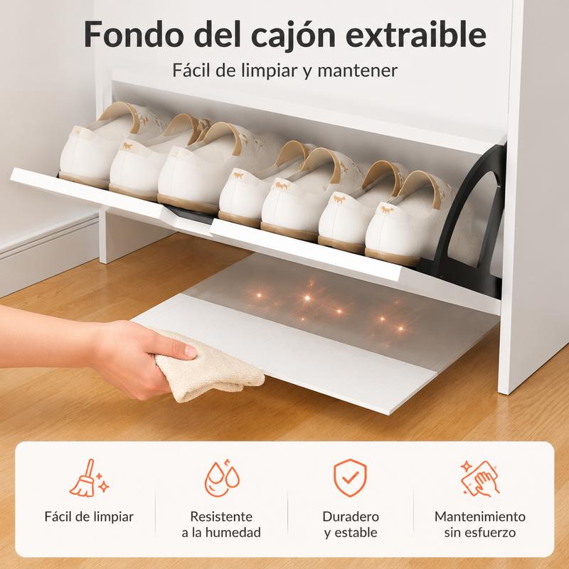 Organizador de Zapatero de Madera con 3 Cajones Plegables, Armario Moderno y Delgado para 12-15 Pares, Almacenamiento Minimalista para Entrada, Dormitorio o Pasillo, 80x17x115cm (Arce)